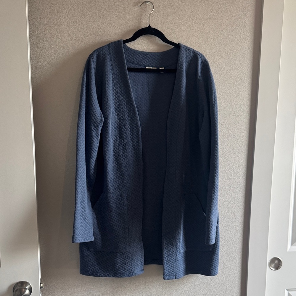 L.L. Bean Women's Quilted Blue Cardigan